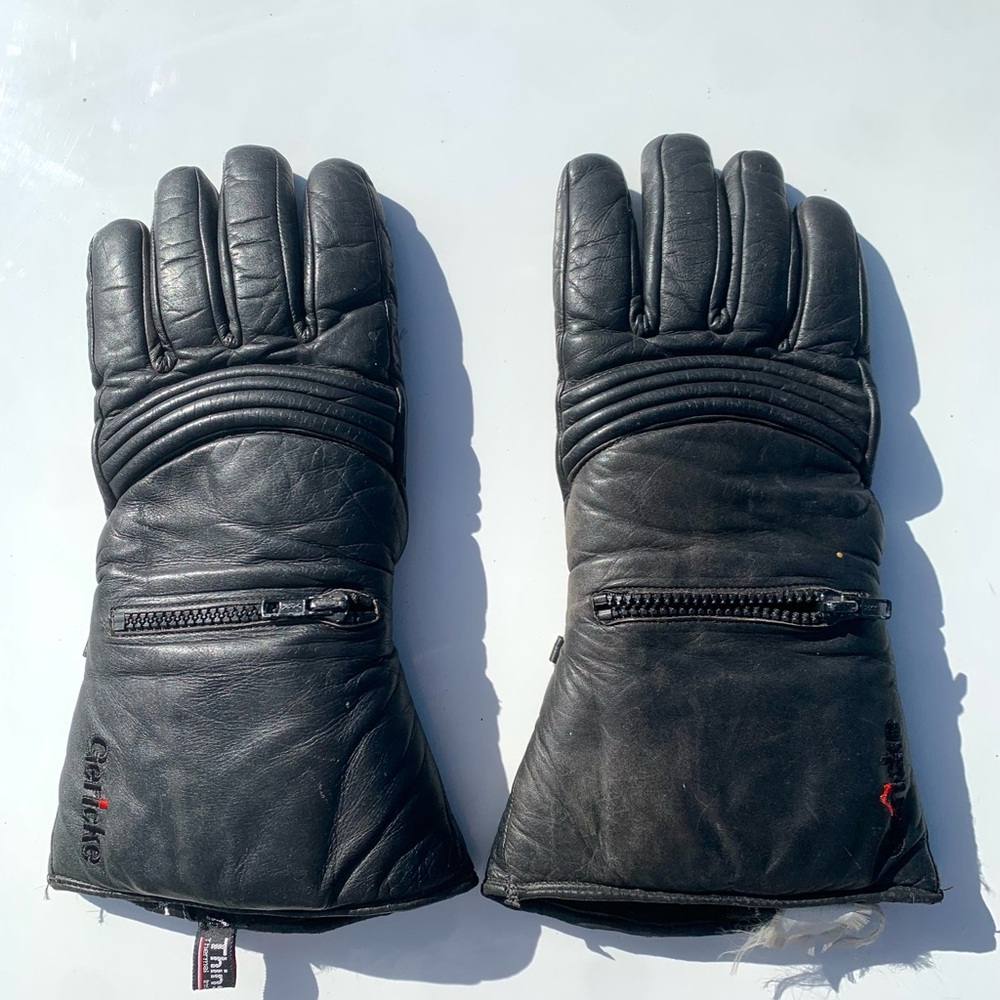 Gericke Black Men's Leather Insulated Gloves Size Large Thinsulate Lining Used